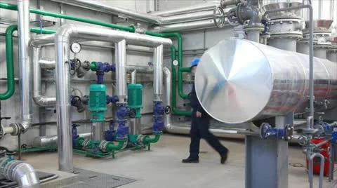 Worker control devices in a Heating Plant Stock Footage 24651647