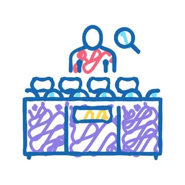 Worker controle manufacturing process icon doodle illustration Stock Illustration