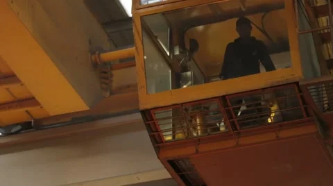 Worker Controls The Crane Stock Footage 62844813