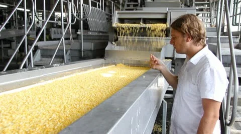 Worker controls processing of corn Stock Footage 11907046
