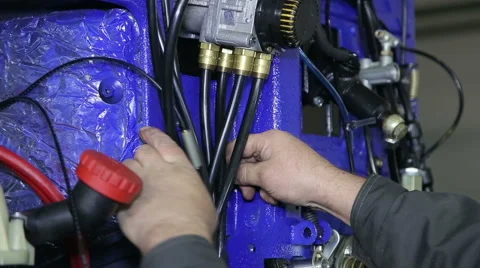 Worker contructing engine on plant Stock Footage 68372314