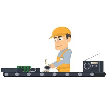 Worker on the conveyor Stock Illustration