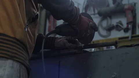 Worker with cut grinder Stock Footage 105608191