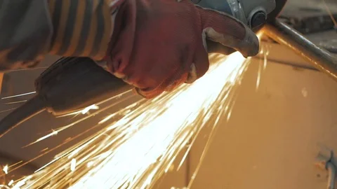 Worker with cut grinder Stock Footage 105608409