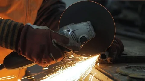 Worker with cut grinder Stock Footage 105608565