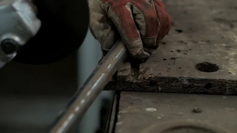 Worker with cut grinder Stock Footage 105608570