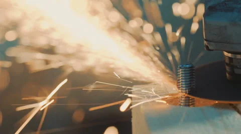 A worker cuts the bolt grinder Stock Footage 56317147