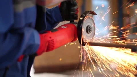 Worker Cuts Metal Angle Grinder Stock Footage 110201990