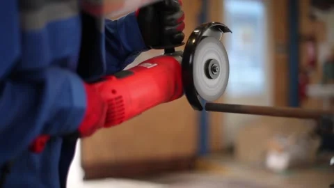 Worker Cuts Metal Angle Grinder Stock Footage 110202207