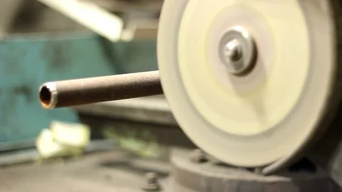 Worker cuts a metal pipe abrasive tool Stock Footage 71184104