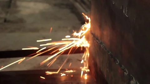 Worker cuts metal sheets abrasive tool Stock Footage 71184872