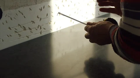 Worker Cutting Countertop for Kitchen Stove Installation Stock Footage 322057749