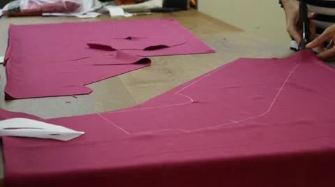 Worker cutting fabric 2 Stock Footage 33452514