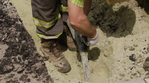 The worker is cutting the insulation of the power transmission line cable using Video stock 244638749