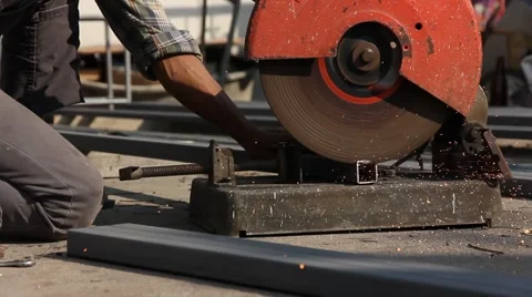 Worker cutting metal. Stock Footage 59533955