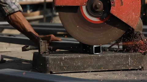 Worker cutting metal Stock Footage 59535272