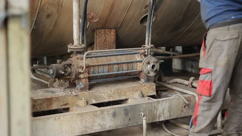 Worker Cutting Metal with a gas Flame torch in Metal industry for recycling  Stock Footage 87463565