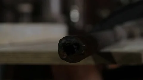 Worker cutting metal with grinder Stock Footage 73161006
