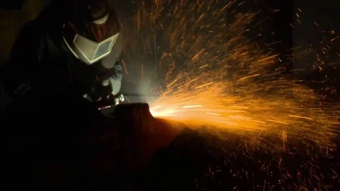 Worker with Cutting Torch Stock Footage 84616337