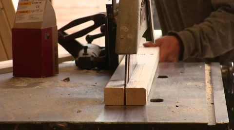 Worker Cutting Wood Board With Circular Saw Stock Footage 56262645