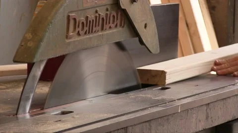 Worker Cutting Wood Board With Circular Saw Stock Footage 56263040