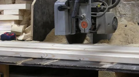 Worker Cutting Wood Board With Circular Saw Stock Footage 56263065