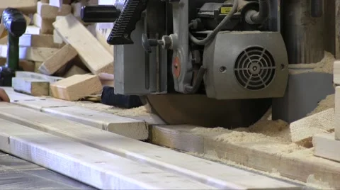 Worker Cutting Wood Board With Circular Saw Stock Footage 56263151