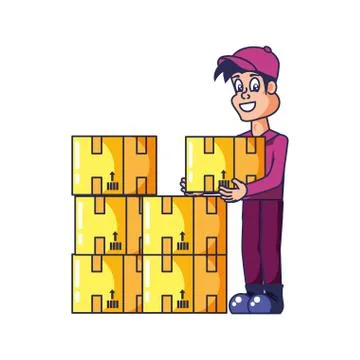 Worker delivery service with boxes Stockillustratie