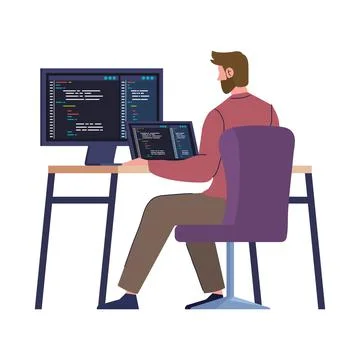 Worker of developer web Stock Illustration