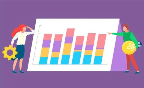 Worker Developing, Data Analysis, Graph Vector Stock Illustration