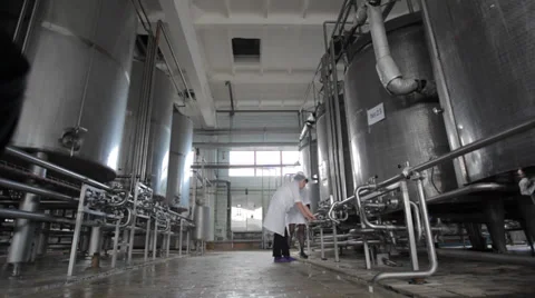 Worker on diary plant 스톡 동영상 30049376