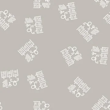 Worker different traits line seamless pattern Stockillustratie