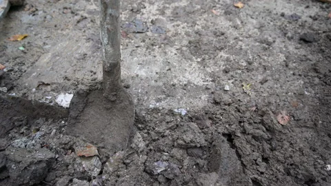 Worker, dig, digging, shovel, ground, soil, construction site, work, labor, s Stock Footage 158980155