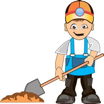 Worker digs pit Stock Illustration