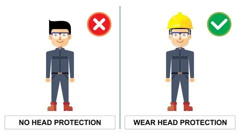 Worker do not wear head protection. Stock Illustration