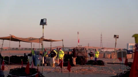 Worker doing equipment maintenance on the seismic filed Video stock 145848595