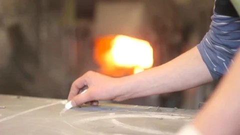 Worker draws a diagram Stock Footage 75071290