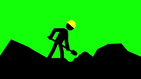 Worker drill deep on green screen 2D animation (Chroma key) Stock-Footage 304717632