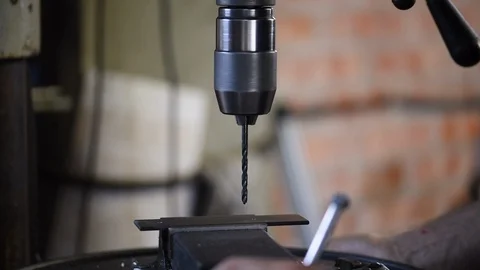 Worker at the drill press Video stock 113209916