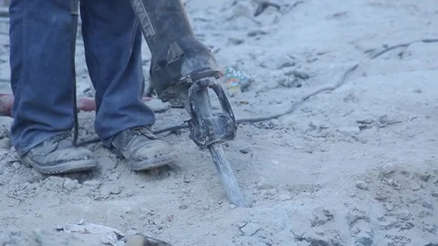 Worker drilling the floor Stock Footage 81684703