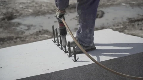 Worker drilling a granite block Stock Footage 237340302