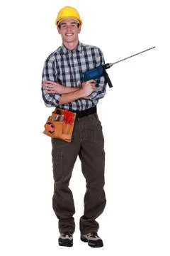 Worker drilling Stock Photos