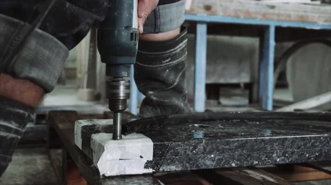 Worker drilling stone plate, close up 스톡 동영상 68072862