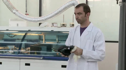 Worker DVD stamper machine Video stock 33820725