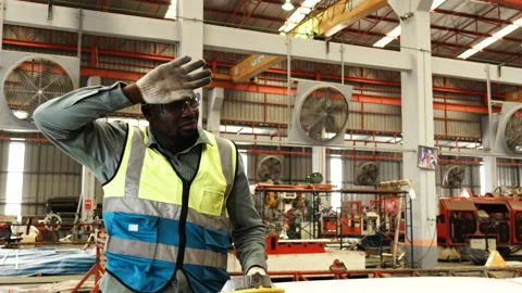 Worker employee work hard tried on site construction Stock Footage 173346282