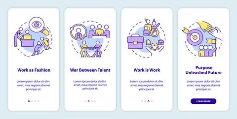 Worker-employer relations development onboarding mobile app screen Stock Illustration