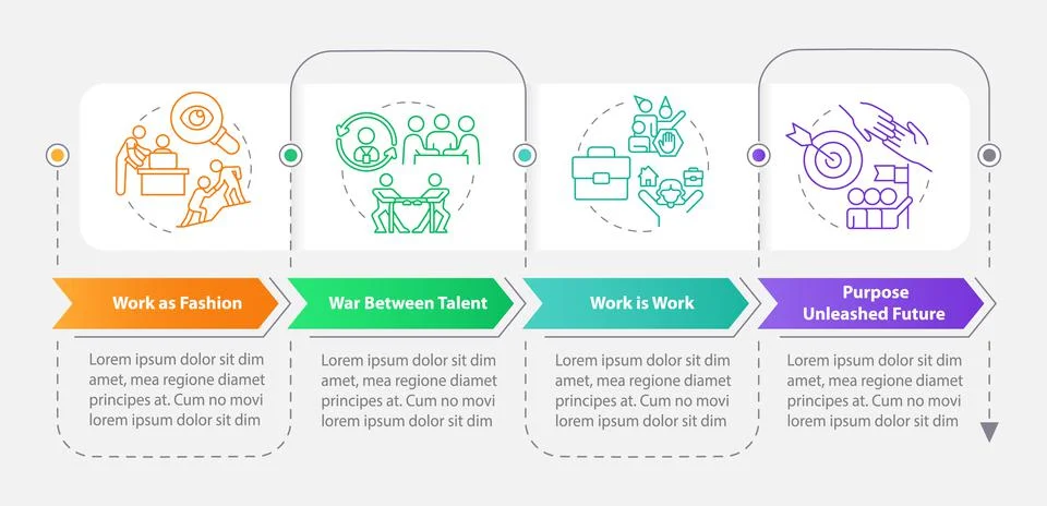 Worker-employer relations progress rectangle infographic template Illustrazione stock