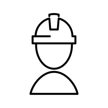Worker engineer flat icon. Pictogram for web. Line stroke. Isolated on white  Stock Illustration