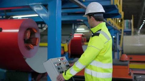 Worker engineer man business people in hard hat, engineering manufacture plant Video stock 156228342
