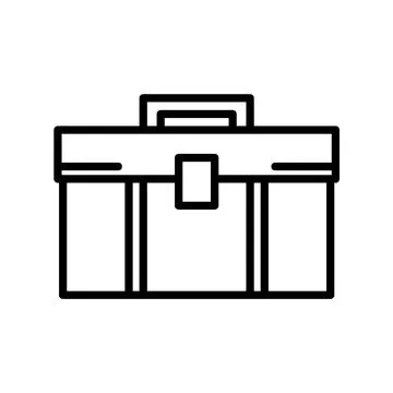 Worker engineer suitcase tool flat icon. Pictogram for web. Line stroke. Isol Stock Illustration